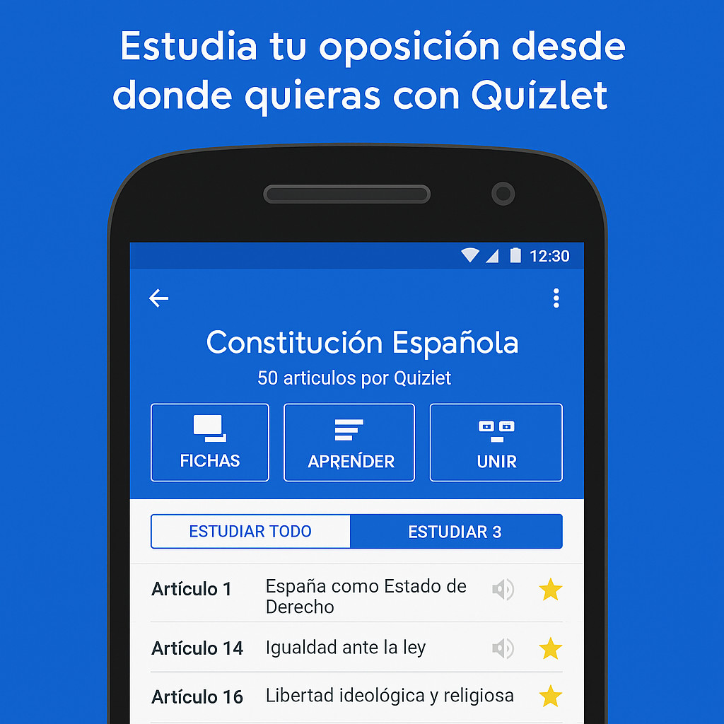 apps para aplicar repetición espaciada en oposiciones: quizlet